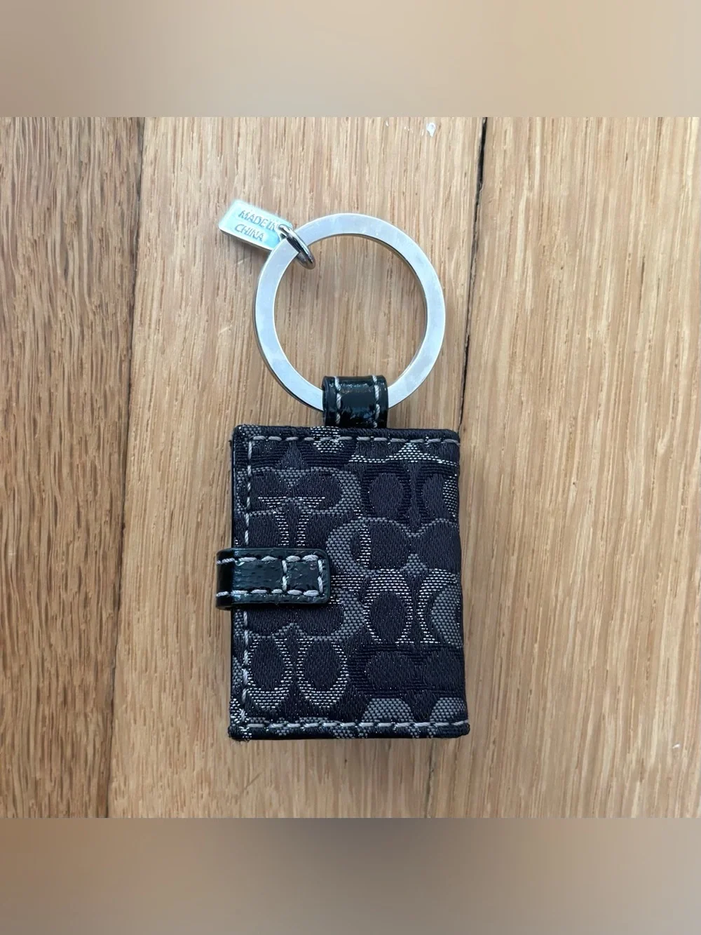 Vintage Coach Y2K Black Signature SoHo Bag Charm Mini Photo Frame Rhinestone